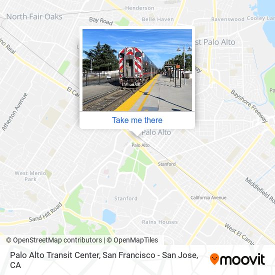 Palo Alto Transit Center map