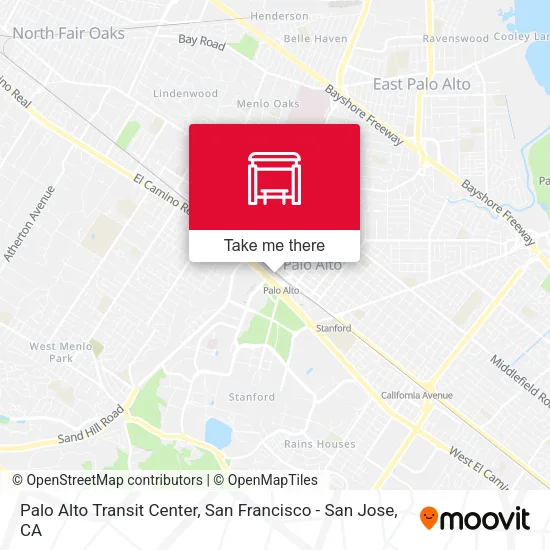 Palo Alto Transit Center map