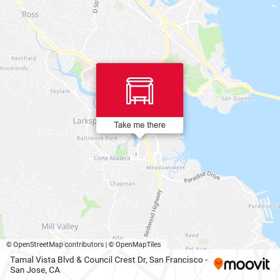 Tamal Vista Blvd & Council Crest Dr map
