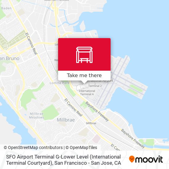 SFO Airport Terminal G-Lower Level (International Terminal Courtyard) map