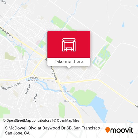 S McDowell Blvd at Baywood Dr SB map