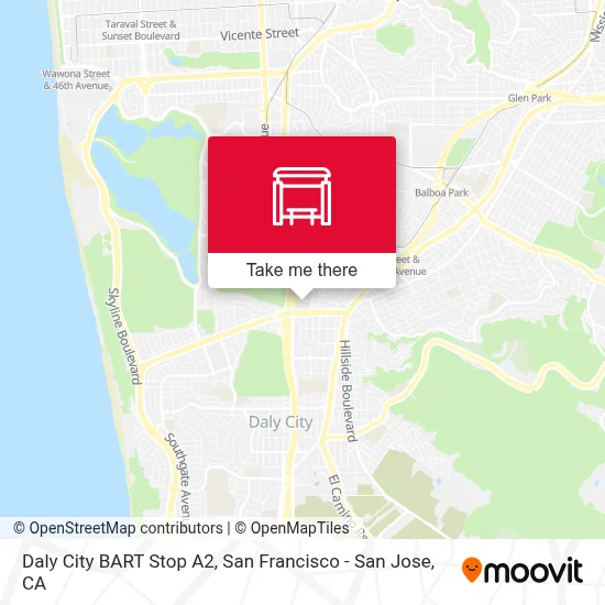 Daly City BART Stop A2 map