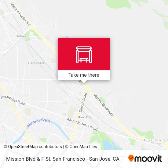 Mission Blvd & F St map