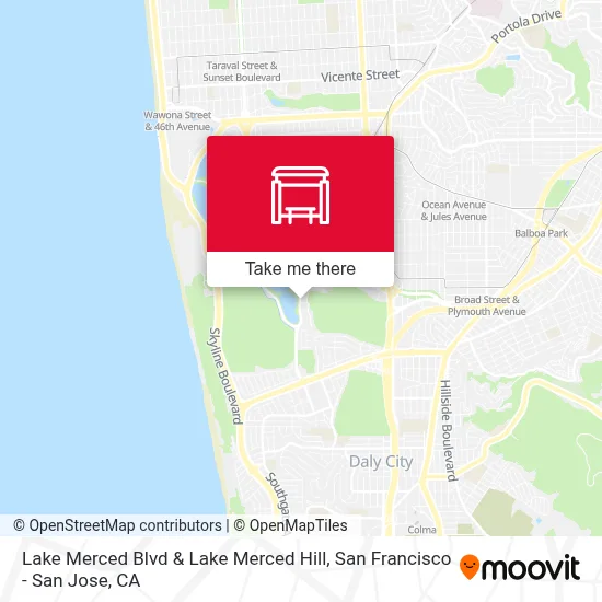 Lake Merced Blvd & Lake Merced Hill map
