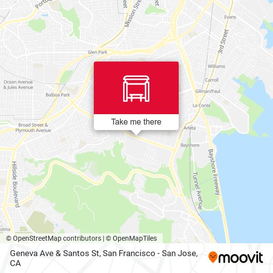 Geneva Ave & Santos St map