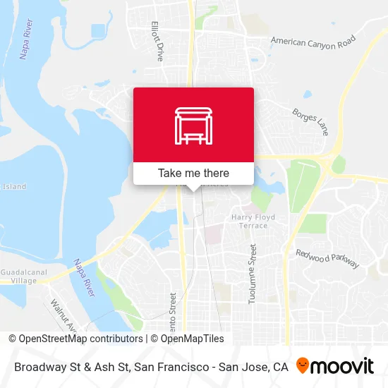 Broadway St & Ash St map