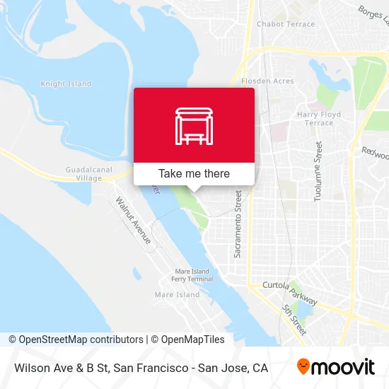 Wilson Ave & B St map