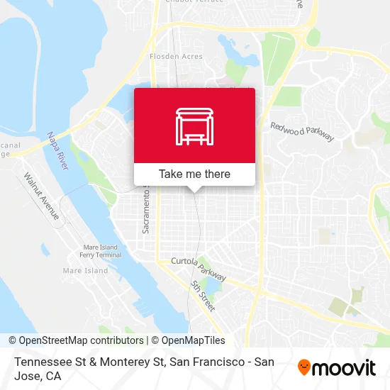 Tennessee St & Monterey St map