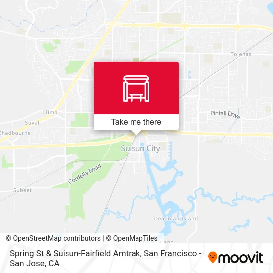 Spring St & Suisun-Fairfield Amtrak map