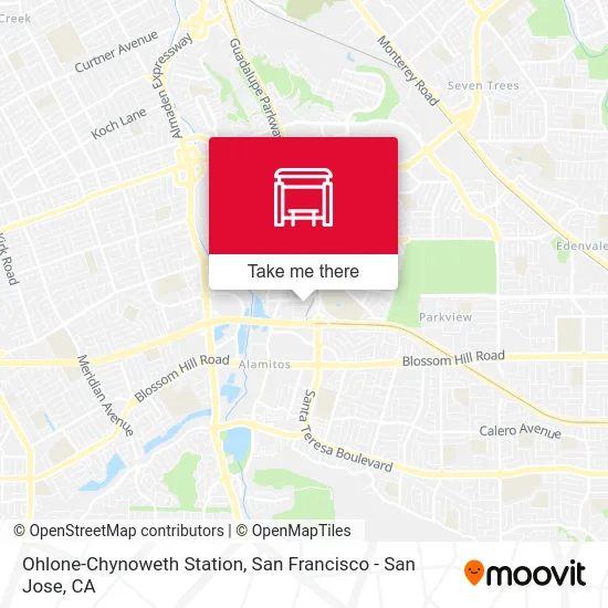 Ohlone-Chynoweth Station map