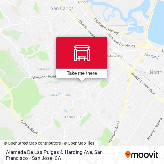 Alameda De Las Pulgas & Harding Ave map