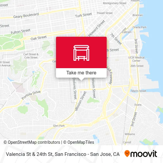 Valencia St & 24th St map