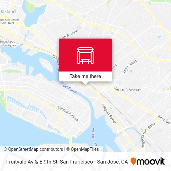 Fruitvale Av & E 9th St map