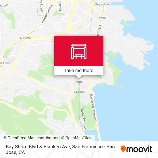 Bay Shore Blvd & Blanken Ave map
