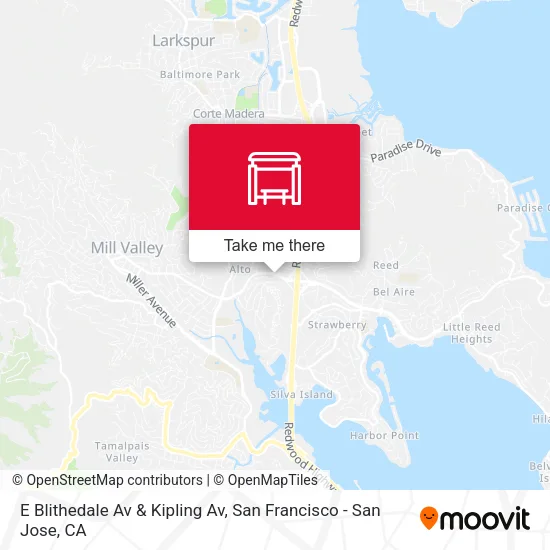 E Blithedale Av & Kipling Av map