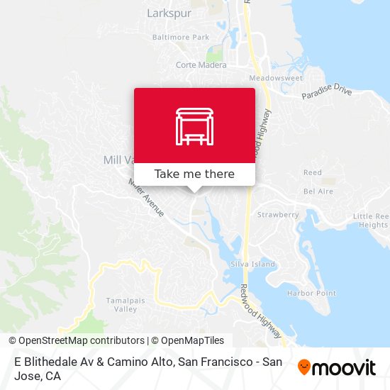 E Blithedale Av & Camino Alto map
