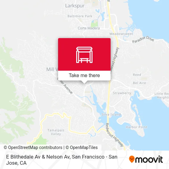 E Blithedale Av & Nelson Av map