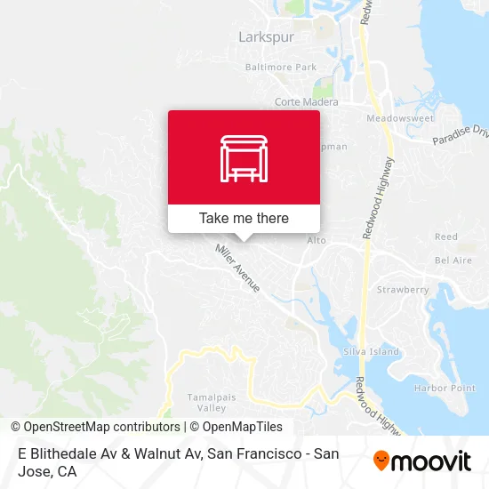 E Blithedale Av & Walnut Av map