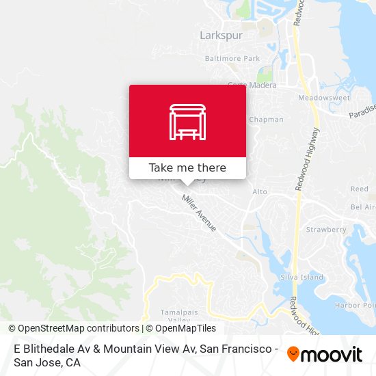 E Blithedale Av & Mountain View Av map