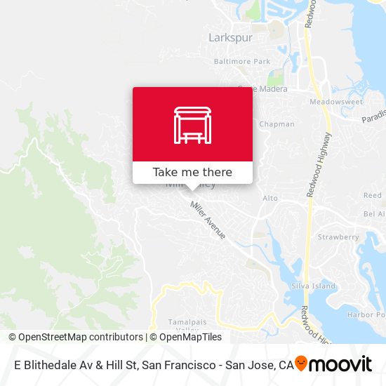 E Blithedale Av & Hill St map