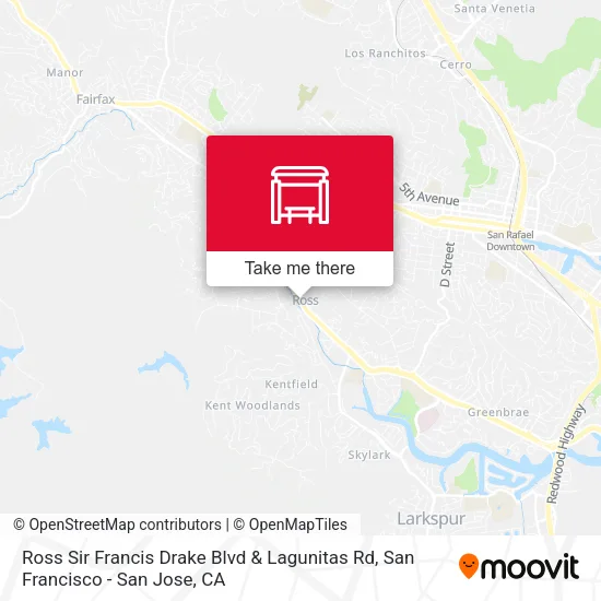 Ross Sir Francis Drake Blvd & Lagunitas Rd map