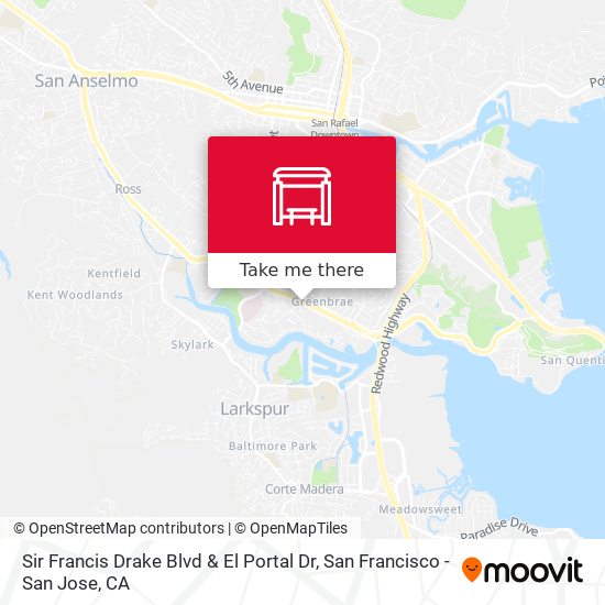 Sir Francis Drake Blvd & El Portal Dr map