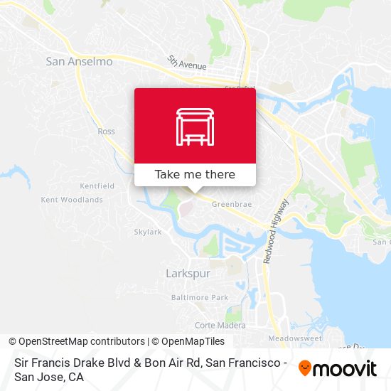 Sir Francis Drake Blvd & Bon Air Rd map