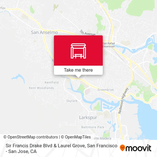 Sir Francis Drake Blvd & Laurel Grove map