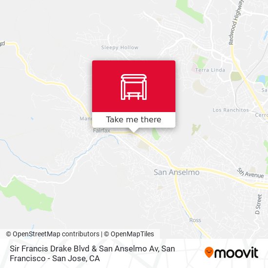 Sir Francis Drake Blvd & San Anselmo Av map