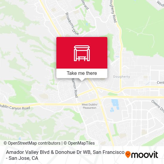 Amador Valley Blvd & Donohue Dr WB map