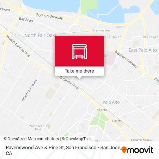 Ravenswood Ave & Pine St map
