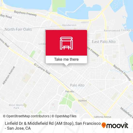 Linfield Dr & Middlefield Rd (AM Stop) map