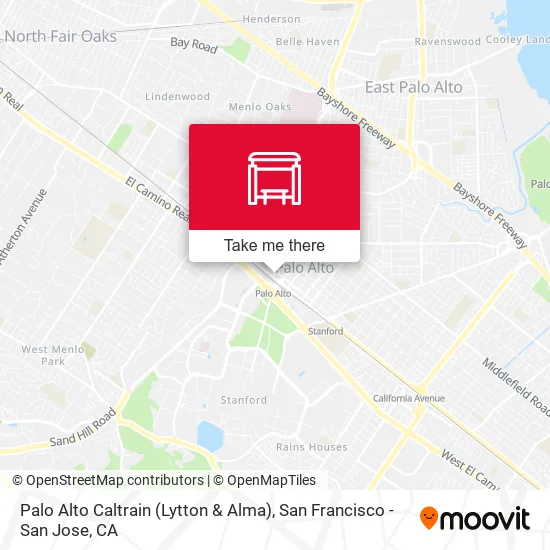 Palo Alto Caltrain (Lytton & Alma) map