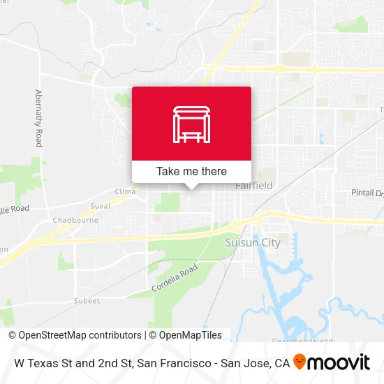 W Texas St and 2nd St map