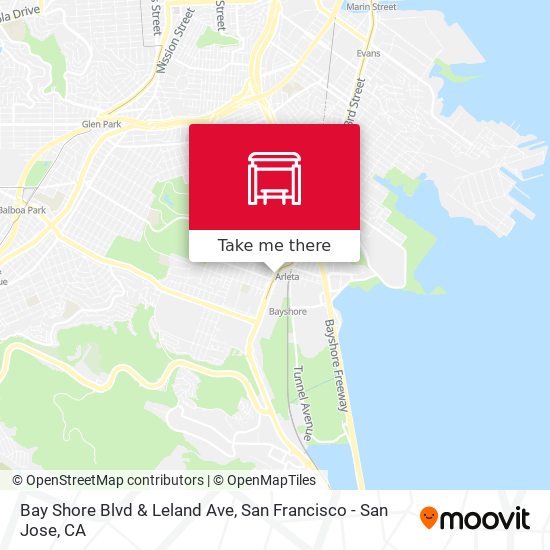 Bay Shore Blvd & Leland Ave map