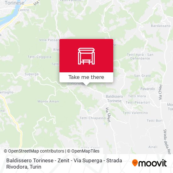 Baldissero Torinese - Zenit - Via Superga - Strada Rivodora map
