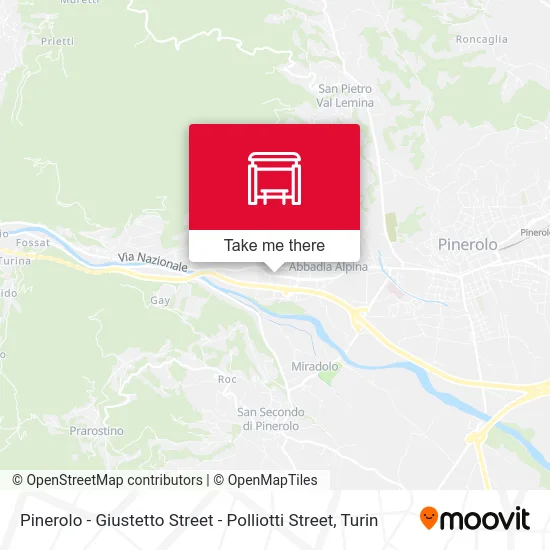 Pinerolo - Giustetto Street - Polliotti Street map