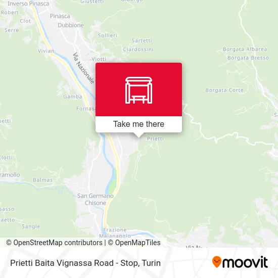 Prietti Baita Vignassa Road - Stop map