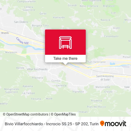 Bivio Villarfocchiardo - Incrocio SS 25 - SP 202 map