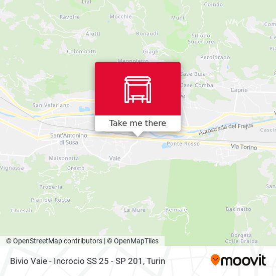 Bivio Vaie - Incrocio SS 25 - SP 201 map