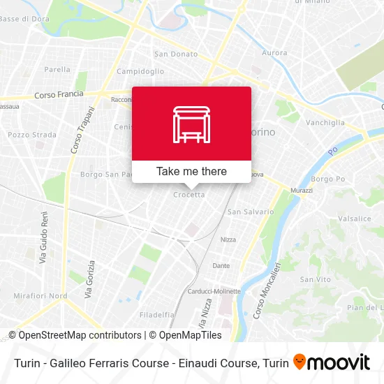 Turin - Galileo Ferraris Course - Einaudi Course map