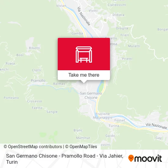 San Germano Chisone - Pramollo Road - Via Jahier map