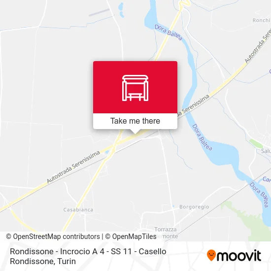 Rondissone - Intersection A4 - SS 11 - Rondissone Toll map
