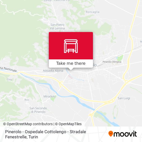 Pinerolo - Ospedale Cottolengo - Stradale Fenestrelle map