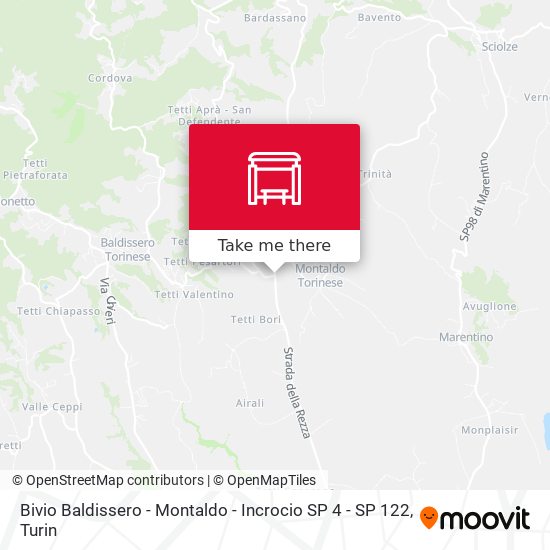 Bivio Baldissero - Montaldo - Incrocio SP 4 - SP 122 map