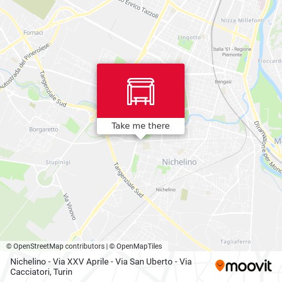 Nichelino - Via XXV Aprile - Via San Uberto - Via Cacciatori map