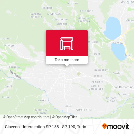 Giaveno - Intersection SP 188 - SP 190 map