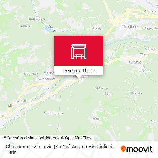 Chiomonte - Via Levis (Ss. 25) Angolo Via Giuliani map