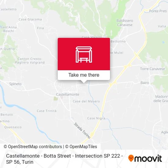 Castellamonte - Botta Street - Intersection SP 222 - SP 56 map