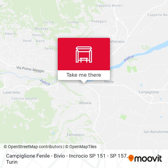 Campiglione Fenile - Bivio - Incrocio SP 151 - SP 157 map